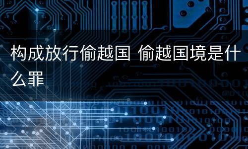 构成放行偷越国 偷越国境是什么罪