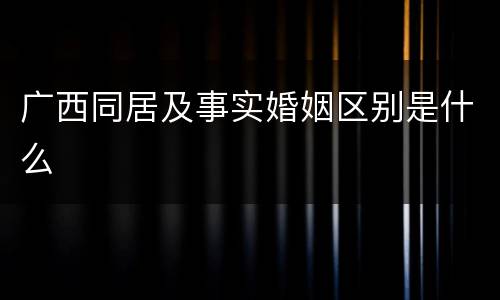广西同居及事实婚姻区别是什么