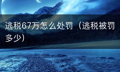 逃税67万怎么处罚（逃税被罚多少）