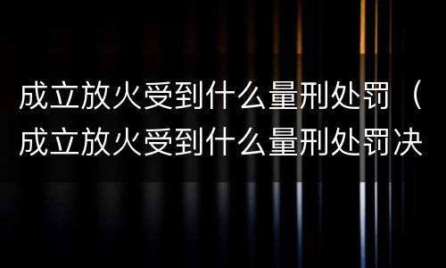 成立放火受到什么量刑处罚（成立放火受到什么量刑处罚决定）