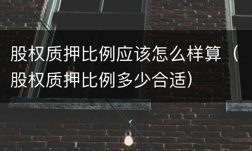 股权质押比例应该怎么样算（股权质押比例多少合适）