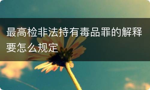 最高检非法持有毒品罪的解释要怎么规定