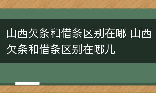 山西欠条和借条区别在哪 山西欠条和借条区别在哪儿