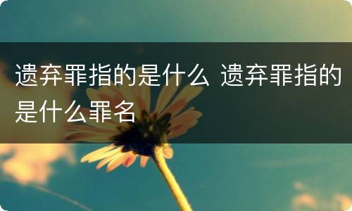 遗弃罪指的是什么 遗弃罪指的是什么罪名