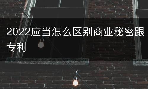 2022应当怎么区别商业秘密跟专利