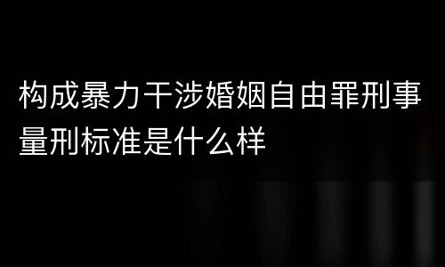 构成暴力干涉婚姻自由罪刑事量刑标准是什么样