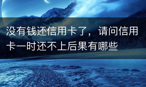 没有钱还信用卡了，请问信用卡一时还不上后果有哪些