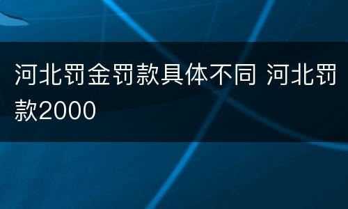 河北罚金罚款具体不同 河北罚款2000