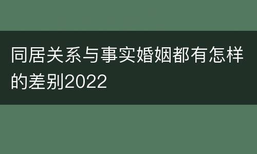 同居关系与事实婚姻都有怎样的差别2022