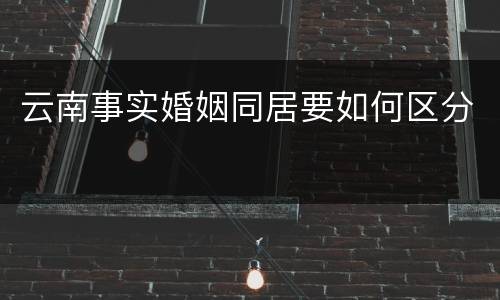 云南事实婚姻同居要如何区分