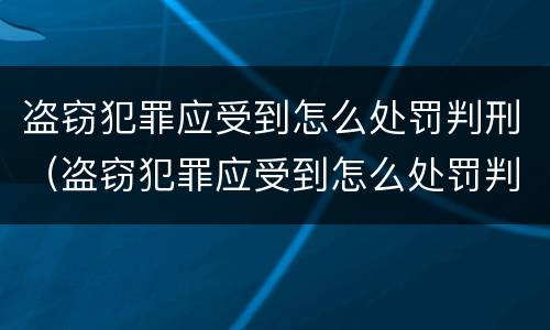 盗窃犯罪应受到怎么处罚判刑（盗窃犯罪应受到怎么处罚判刑多久）