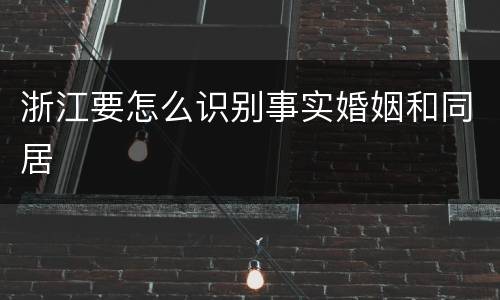 浙江要怎么识别事实婚姻和同居