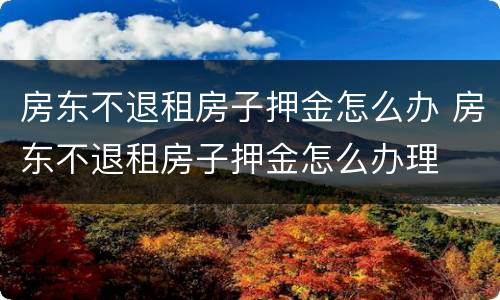 房东不退租房子押金怎么办 房东不退租房子押金怎么办理