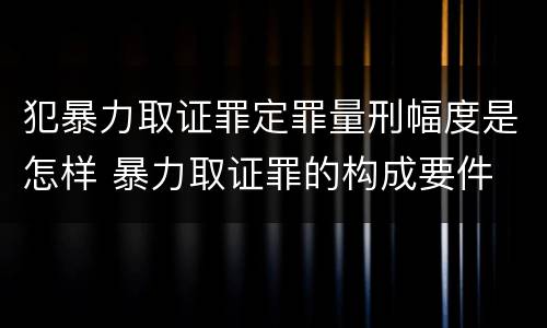 犯暴力取证罪定罪量刑幅度是怎样 暴力取证罪的构成要件