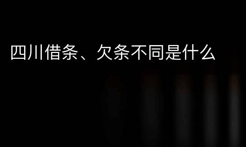 四川借条、欠条不同是什么