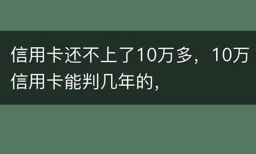 信用卡还不上了10万多，10万信用卡能判几年的，