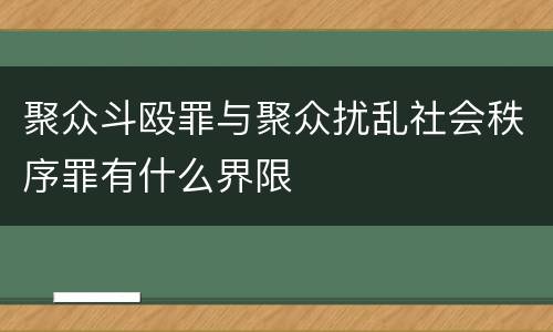聚众斗殴罪与聚众扰乱社会秩序罪有什么界限