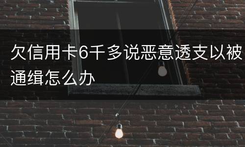 欠信用卡6千多说恶意透支以被通缉怎么办