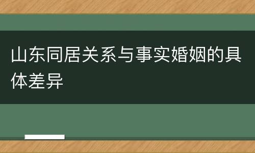 山东同居关系与事实婚姻的具体差异