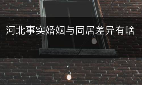 河北事实婚姻与同居差异有啥