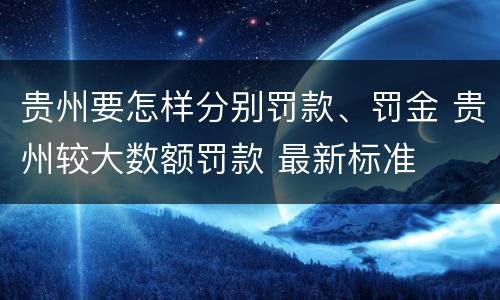 贵州要怎样分别罚款、罚金 贵州较大数额罚款 最新标准