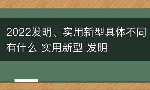 2022发明、实用新型具体不同有什么 实用新型 发明
