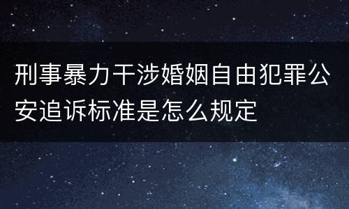 刑事暴力干涉婚姻自由犯罪公安追诉标准是怎么规定