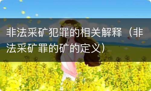 非法采矿犯罪的相关解释（非法采矿罪的矿的定义）