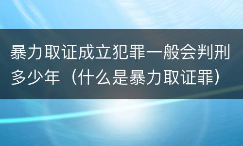 暴力取证成立犯罪一般会判刑多少年（什么是暴力取证罪）