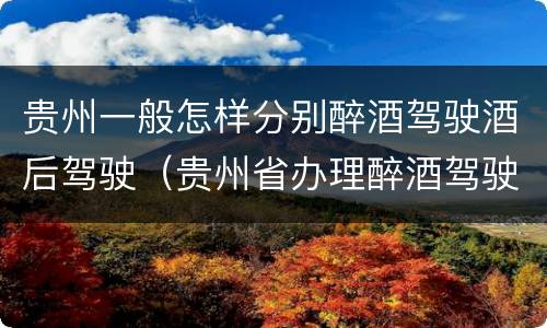 贵州一般怎样分别醉酒驾驶酒后驾驶（贵州省办理醉酒驾驶）