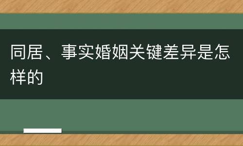 同居、事实婚姻关键差异是怎样的