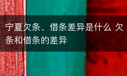宁夏欠条、借条差异是什么 欠条和借条的差异