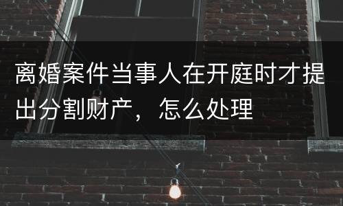 离婚案件当事人在开庭时才提出分割财产，怎么处理