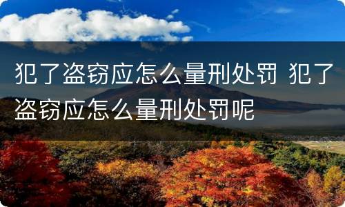犯了盗窃应怎么量刑处罚 犯了盗窃应怎么量刑处罚呢
