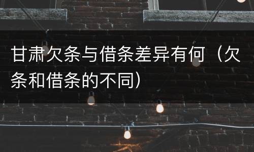 甘肃欠条与借条差异有何（欠条和借条的不同）