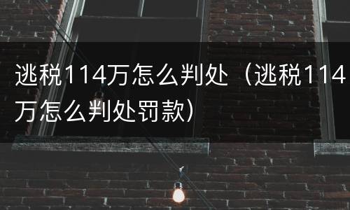 逃税114万怎么判处（逃税114万怎么判处罚款）