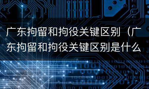 广东拘留和拘役关键区别（广东拘留和拘役关键区别是什么）