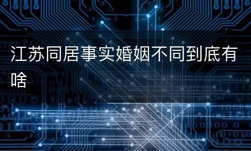 江苏同居事实婚姻不同到底有啥