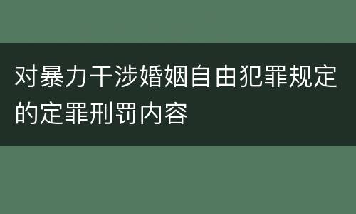对暴力干涉婚姻自由犯罪规定的定罪刑罚内容