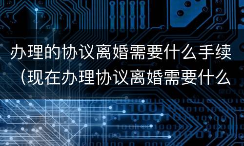 办理的协议离婚需要什么手续（现在办理协议离婚需要什么手续）