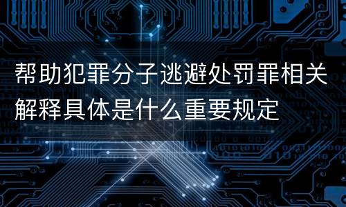 帮助犯罪分子逃避处罚罪相关解释具体是什么重要规定
