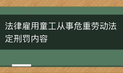 法律雇用童工从事危重劳动法定刑罚内容