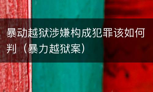暴动越狱涉嫌构成犯罪该如何判（暴力越狱案）