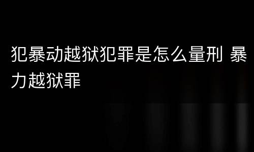 犯暴动越狱犯罪是怎么量刑 暴力越狱罪