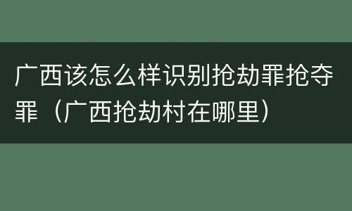 广西该怎么样识别抢劫罪抢夺罪（广西抢劫村在哪里）