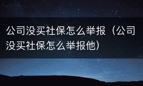 公司没买社保怎么举报（公司没买社保怎么举报他）