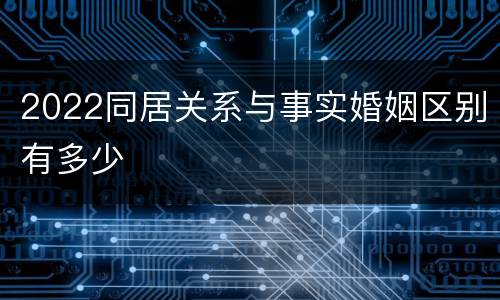 2022同居关系与事实婚姻区别有多少