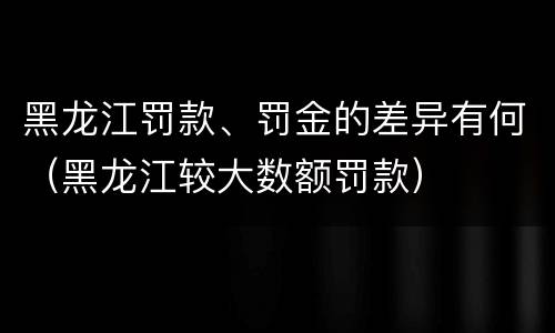 黑龙江罚款、罚金的差异有何（黑龙江较大数额罚款）