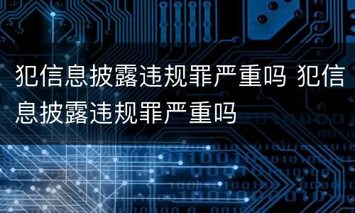 犯信息披露违规罪严重吗 犯信息披露违规罪严重吗
