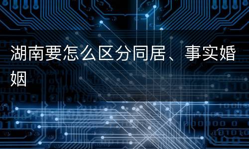 湖南要怎么区分同居、事实婚姻